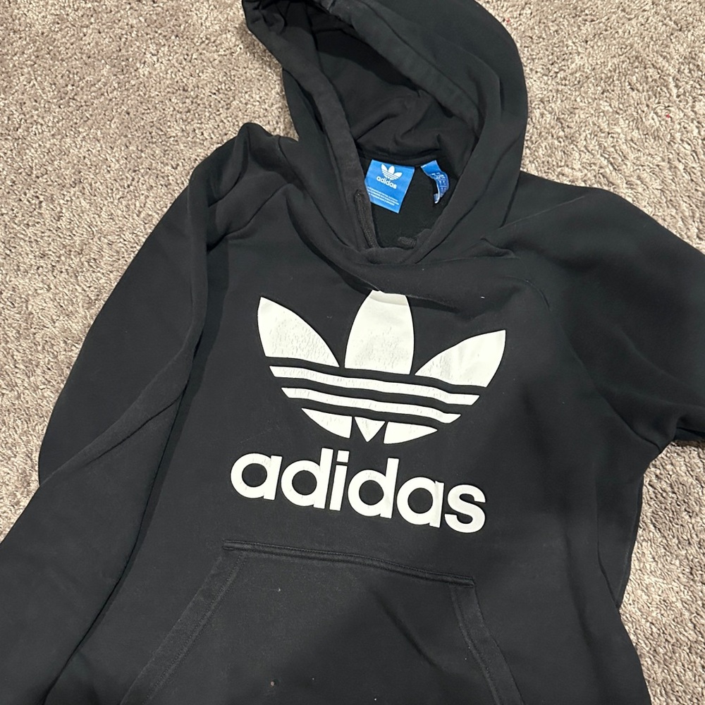 Adidas Black Hoodie with White Trefoil Logo